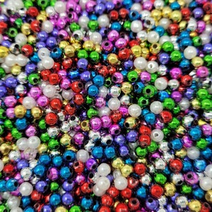 Lot of 2,000 Loose Artificial Plastic Pearls 4mm Tiny Round Beads