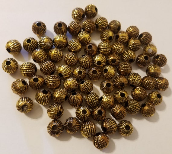 Lot of 50 Fluted Corrugated Plastic Craft Jewelry Macrame Beads 12mm Round