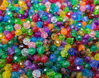 1,000 Pcs Crystal Faceted 6mm Round Plastic Acrylic Craft Beads