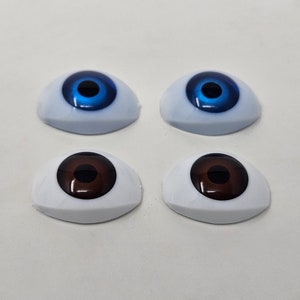 Pair of Zim&#39;s Vintage 13mm Large Iris Oval Realistic Blue or Brown Plastic Human Dolly Eyes for Craft Doll, Puppet, or Toy