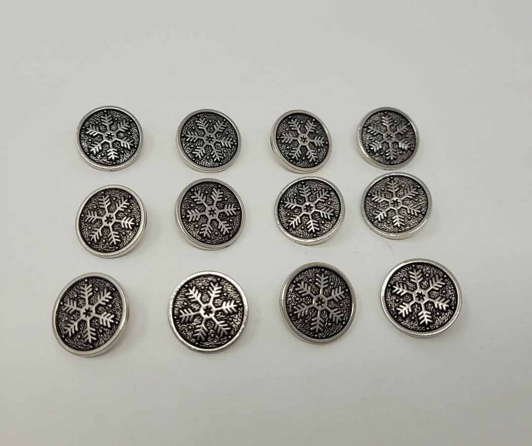 12 Pcs Snowflake Antique Silver or Gold Molded Plastic Sewing Shank ...