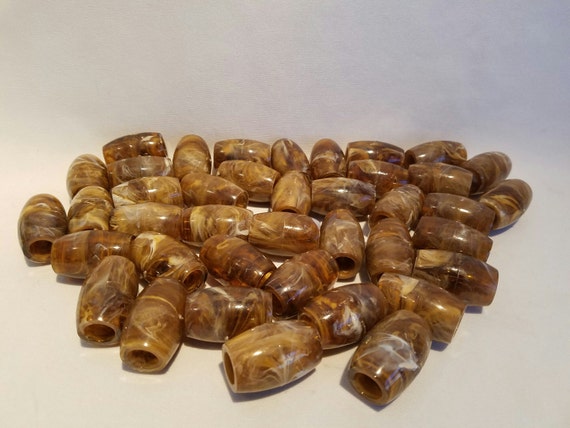 Lot of 24 Large Yellow Oblong Oval Wood Macrame Plant Hanger Craft Beads 50mm 2/"