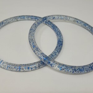 Asas redondas de plástico vintage de 5" para bolsos Blue Glitter