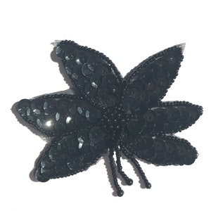 2 Flower Blossom Floral Beaded Sequined Sew-On Applique Craft Sewing Embellishment Vintage