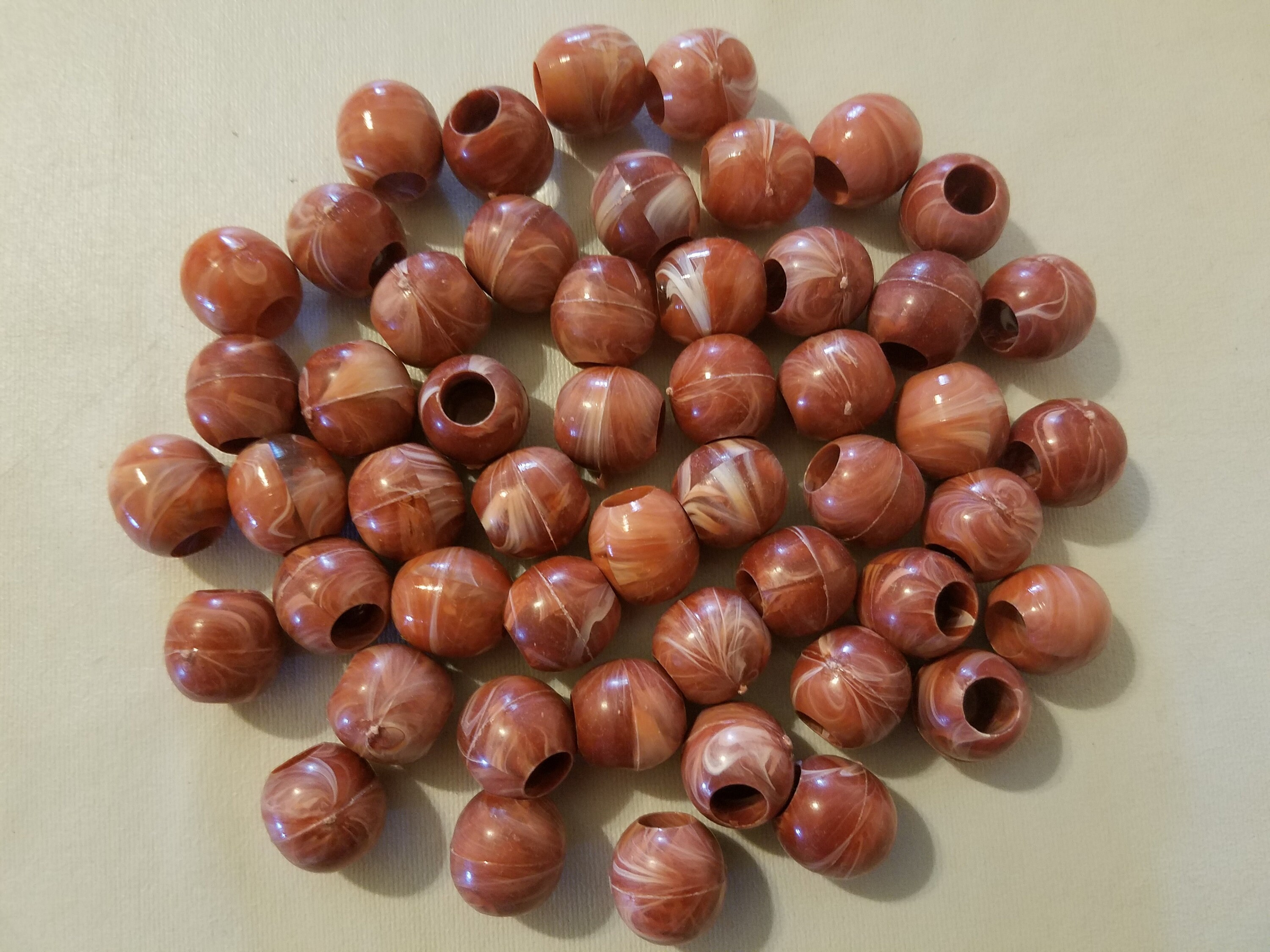 Lot 50 Chocolate Brown Round Plastic Acrylic Marbella Macrame Craft Beads  14mm