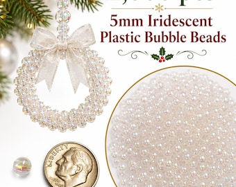 1 000 perles rondes transparentes AB irisées de 5 mm pour décorations de Noël, création de bijoux, guirlandes et loisirs créatifs