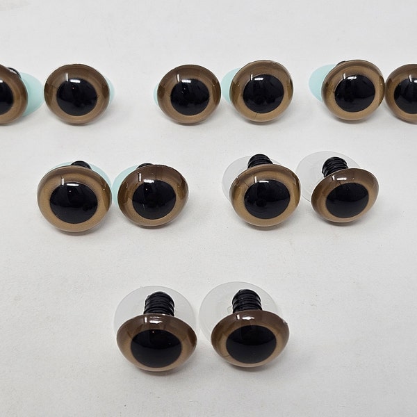 Zim's Vintage 16mm Crystal Gold Plastic Safety Eyes for Craft Doll, Amigurumi Toy, or Puppet Making, 6 pair