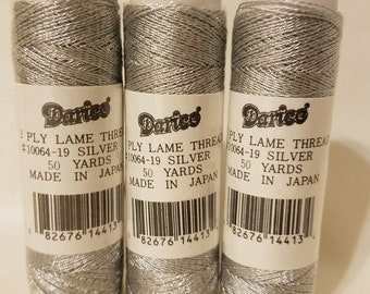 Lot of 3 Darice Silver Metallic 2 Ply 0.5 mm Non-Elastic Lame Thread Cord Jewelry Crafts