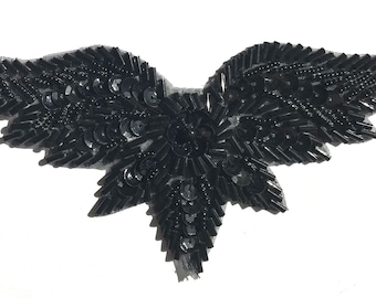 Wings Beaded Sequined Sew-On Applique Craft Sewing Embellishment Vintage