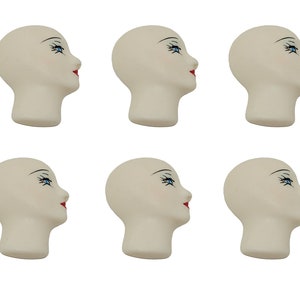 Painted Poly Porcelain Lady Face Head for Doll Making Crafts 4 PACKS
