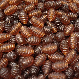 4oz (~800 pcs) Transparent Brown Beehive Shape 9mm x 6mm Plastic Craft Beads Vintage Hong Kong