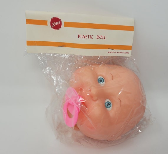 New Vintage Zim's Large Vinyl Plastic Baby Doll Head With Pacifier