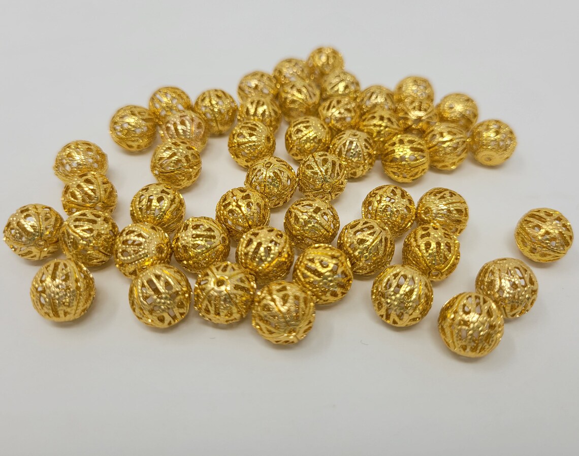 Pack of 40 Vintage 10mm Round Gold Metal Ball Sphere Delicate Etsy