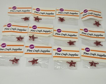 12 Zim's Red Star Jingle Glocken - 1 "25 mm sternförmige Metallglöckchen mit Ausschnitten für Weihnachtsbasteln & -verzierungen - Vintage