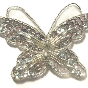Large Butterfly Beaded Sequined Sew-On Applique Craft Sewing Embellishment Vintage