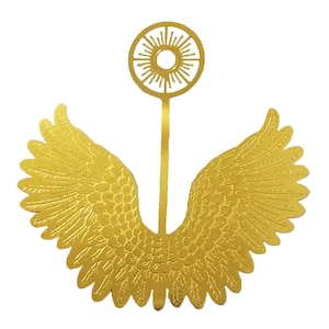 12 Pair of Vintage Miniature 3&quot; Gold Metal Filigree Angel Wings with Halo for Ornaments, Crafts, Dolls