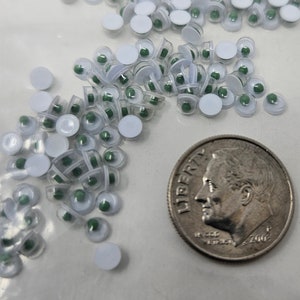 Zim&#39;s Vintage Tiny 3mm Paste-On Glue-On Round Ball Type Moving Wiggle Googly Eyes Plastic Eyes for Craft Doll, Toy, or Puppet Making