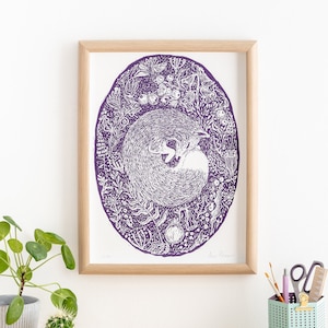 Woodland Fox Print Original Silk Screen-Printed Illustration by Anna Palamar