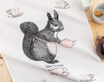 Coco the Squirrel Tea Towel