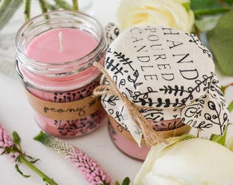 Hand Poured Candle 'Peony & Bergamot' Handcrafted Welsh Candles by Palamar Designs