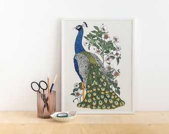 Peacock And Camellia Print