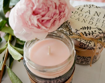 Peony in Bloom Handcrafted Welsh Candle