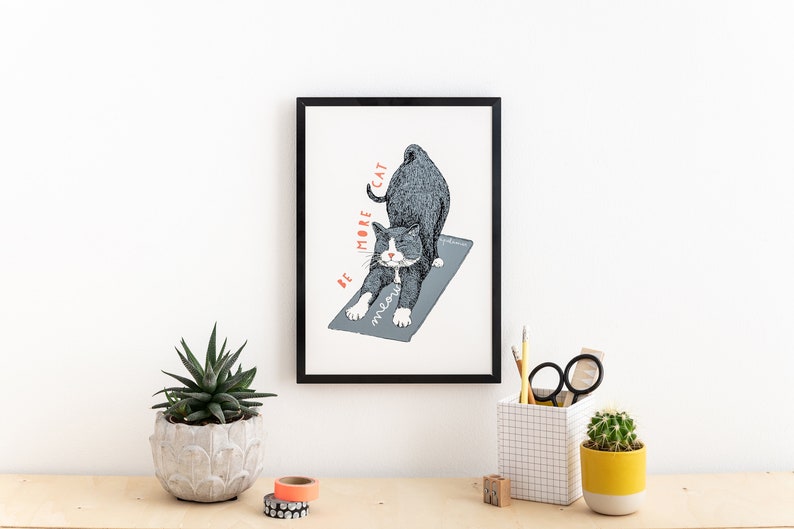 Cat Wall Print 'Be More Cat' With Frame