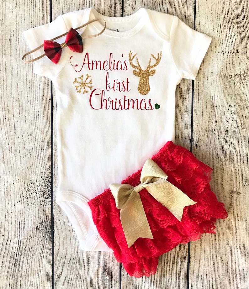 baby girl first xmas outfit