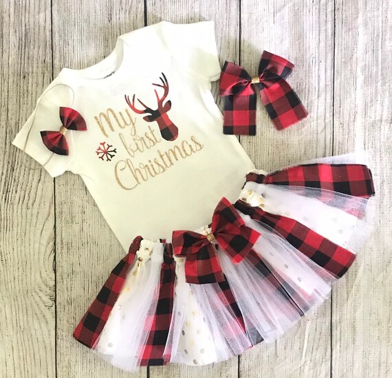 buffalo plaid baby girl outfit