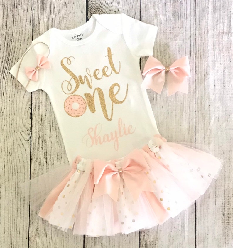 Sweet One Birthday outfit - a donut bodysuit with a tulle skirt