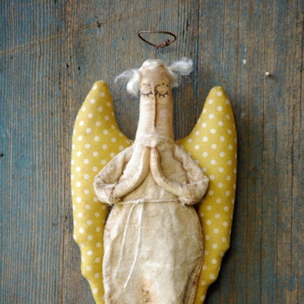 Praying Angel-Primitive Angel-Primitive Christmas Angel-Fabric Angel Ornaments-Country Home Decor-Country Primitive Decor