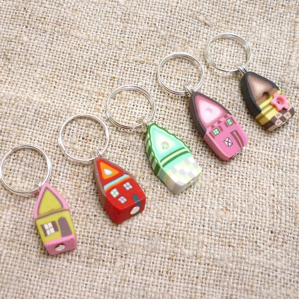 Stitch Markers for Crochet and Knitting, cute Birdhouse Progress Keepers Knitting notions knitters gift, Anneaux Marqueurs de tricot
