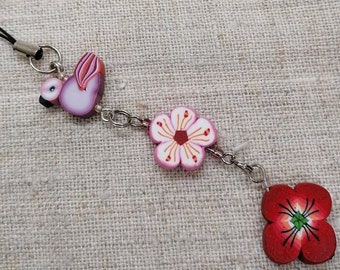 Beaded Scissor Fob with handmade polymer clay, Christmas gift for seamstress