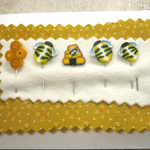 Spilli in pasta polimerica fatti a mano a forma di alveare di bombi, decorazione da cucito, set da 5