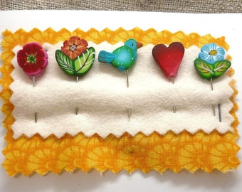 Épingles décoratives pour coussin Fleurs Papillon Oiseau Handmaden Quilting pins, Notions de couture