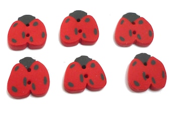 Handmade Ladybug Buttons: Polymer Clay Sewing Embellishments, Set of 6
