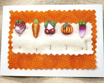 Fruit groenten pinnen voor speldenkussen, decoratieve pinnen, versiering pinnen miniatuur voedsel