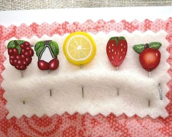 Fruits Pins for Pincushion, Decorative Pins, Embellishment pins miniature food