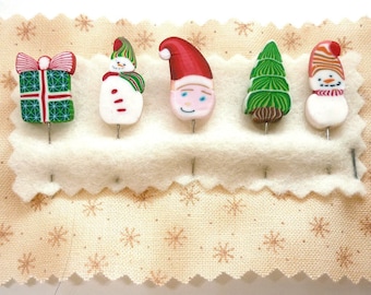 Handmade Christmas Decorative Pins: Polymer Clay Holiday Embellishments