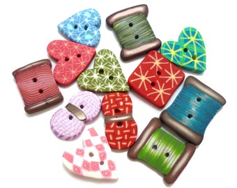 Polymer Clay Mini Buttons: Couture Sewing, Quilting Set