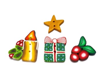 Handmade Polymer Clay Christmas Buttons: Holiday Sewing, Knitting, and Crafting