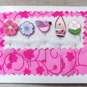 Garden Pins set for cushion Decorative straight Pins, BOHIN French pins handmade Gift for a Quilter, Embellishment for pins holder