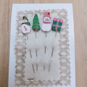 Épingles à coudre extra longues faites à la main sur le thème de Noël - Épingles de scrapbooking - Épingles de fabrication de cartes - Cadeau pour quilteuses, belles épingles