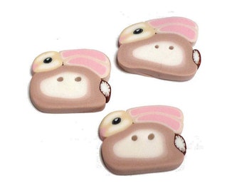 Polymer Clay Rabbit Buttons: Handmade Easter Bunny Embellishments