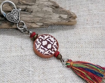 Handmade Scissor Fob: Polymer Clay Bead with Tassel, Sewing Gift