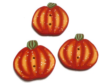 Halloween Pumpkin 3 Buttons 2cm handmade for knitting sewing crochet embroidery artisan made in Polymer clay