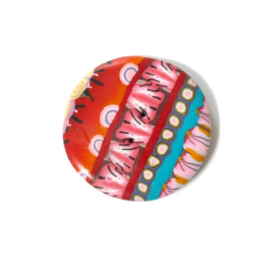 Large Round Button for bag handmade Polymer clay 4 cm