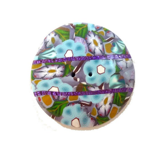 Blue 4 Handmade Fabric Covered Buttons 20mm Owls