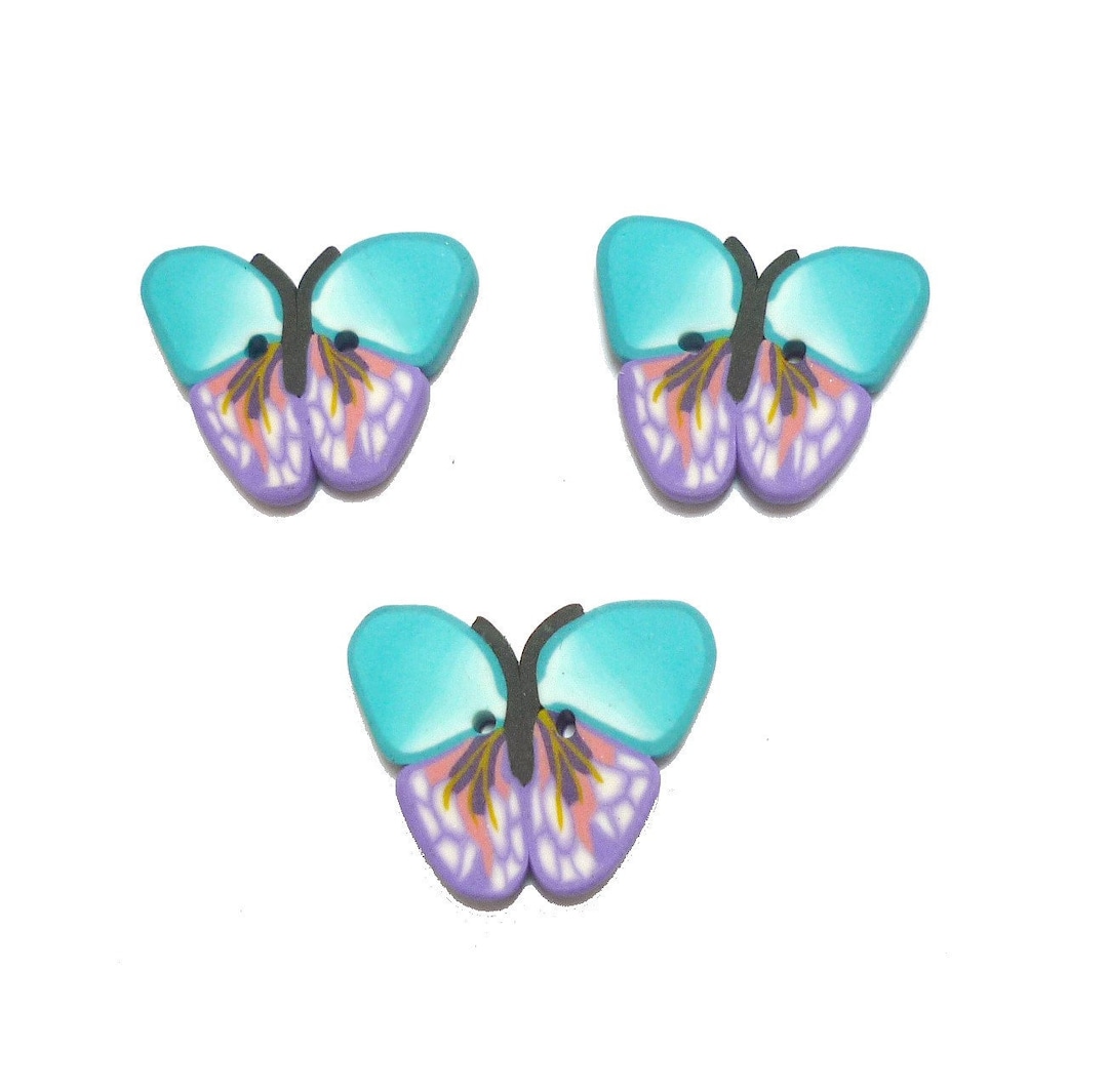 Butterfly Buttons for Cross Stitch and Sewing 2cm Handmade in Polymer ...