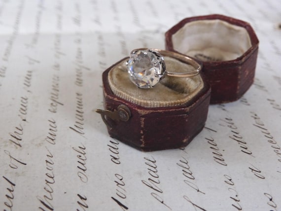 Antique Edwardian 9ct Rolled Gold Sterling Silver Paste Dress Ring
